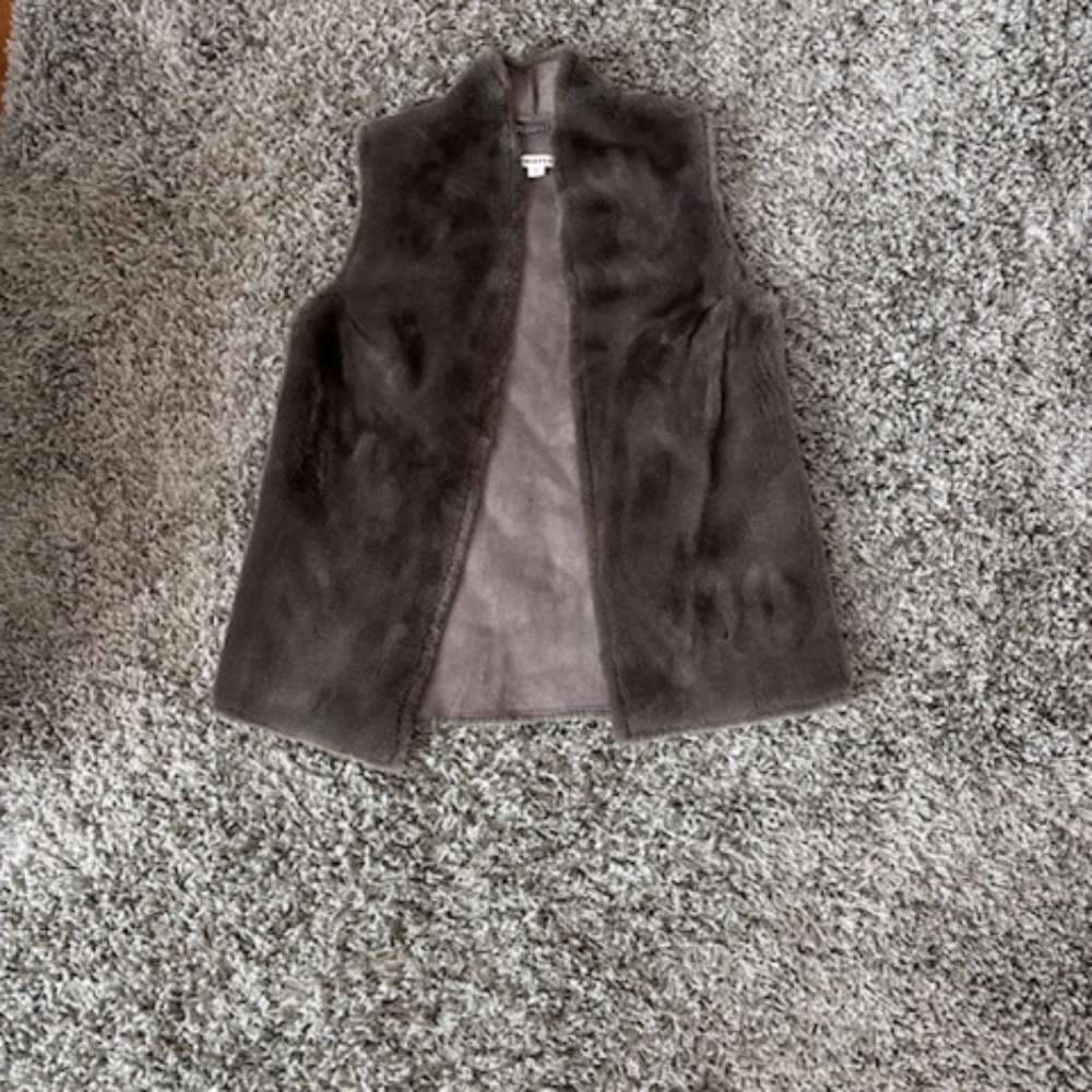 WHISTLES FAUX FUR VEST, SIZE XS, GREY